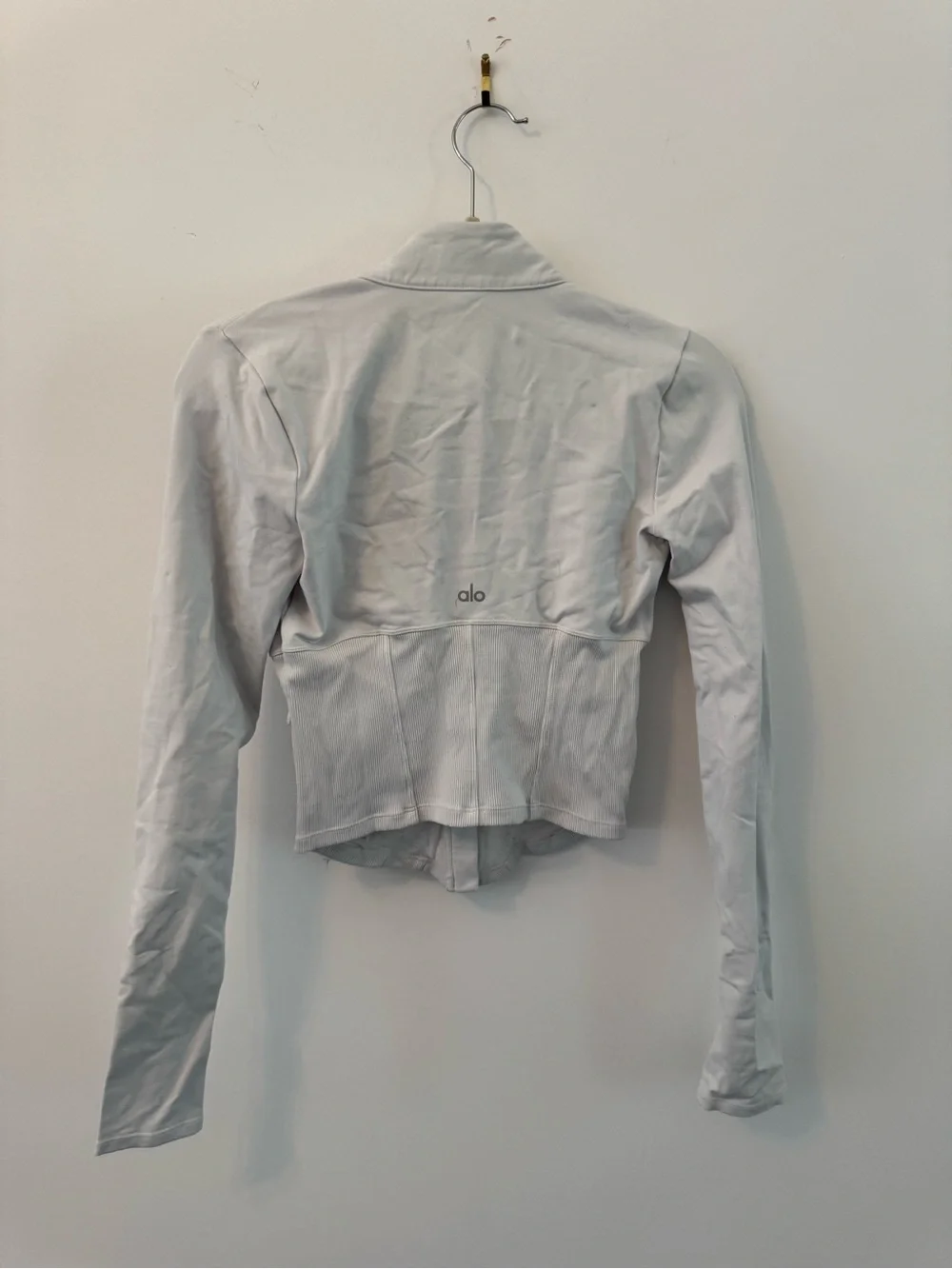 ALO Yoga White Zip-Front Corset Jacket
